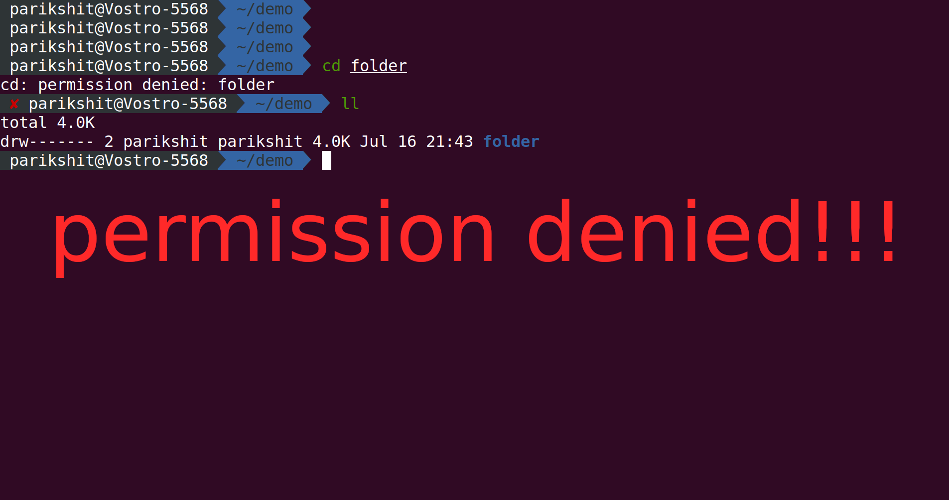 Cannot create directory permission denied